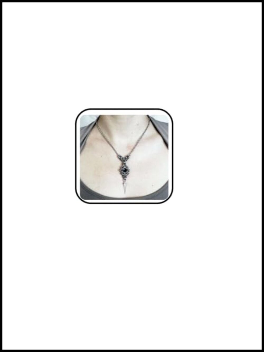 Gothic Punk Rivet Chain Pendant Necklace with Teardrop Crystal